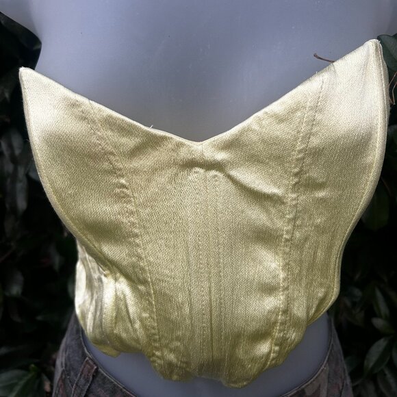 Zara Lime Satin Bustier Crop Top - Picture 1 of 2